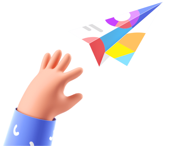 An expressive visualisation of a hand throwing a paperplane