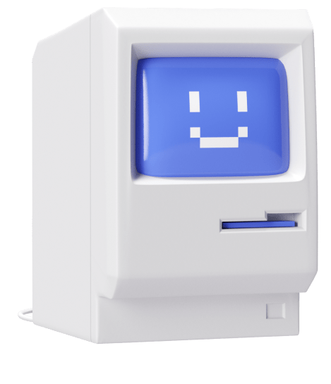 A personal computer that displays a smiley